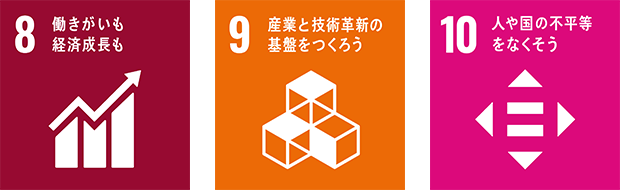 働きがいも経済成長も、産業と技術革新の基盤をつくろう、人や国の不平等をなくそう